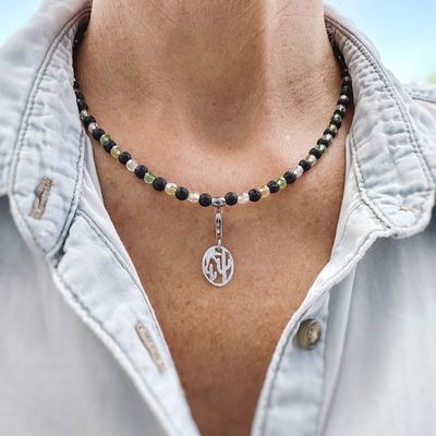 Türkise Lagune Kristall + Lava - Charmkette
