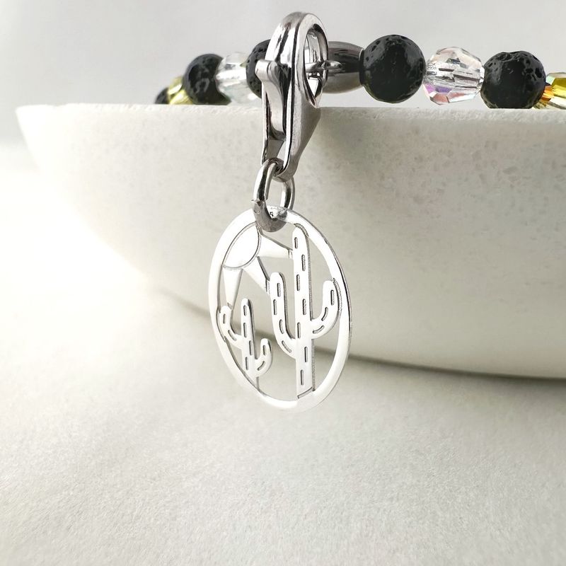 Filigraner Kaktus Charm - silber