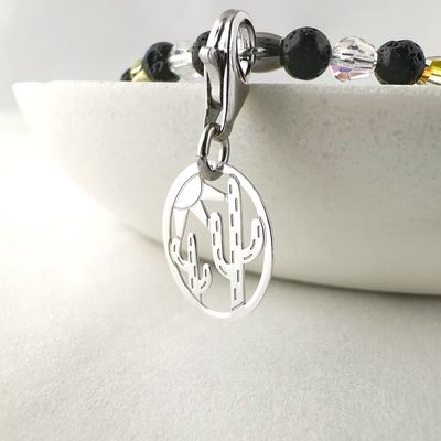 Filigraner Kaktus Charm - silber