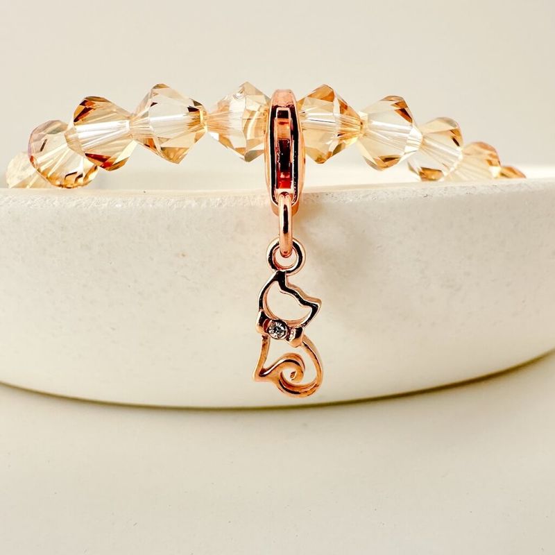 Kleines Kätzchen Charm - roségold