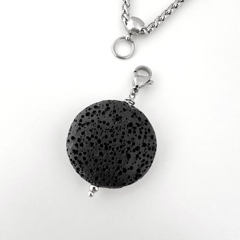 Schwarze Lava Scheibe - Charm (ohne Kette)