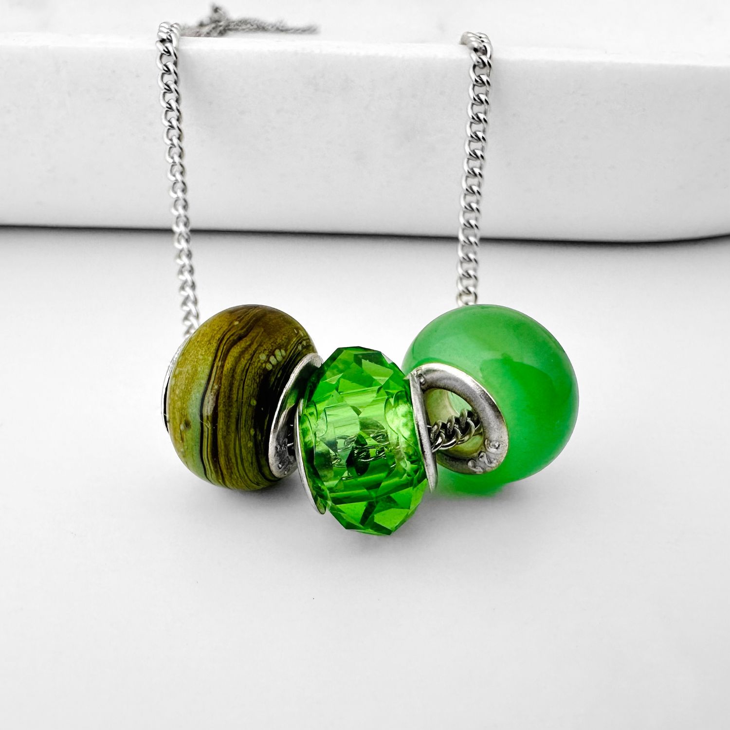 Edelstahl Kette mit Grossloch Perlen