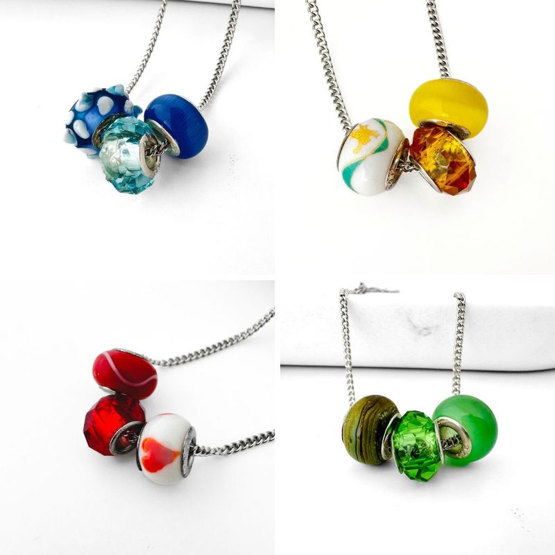 Edelstahl Kette mit Grossloch Perlen