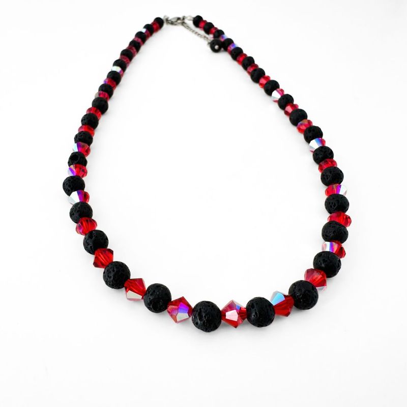 Lava + Kristall Kette - einfarbig