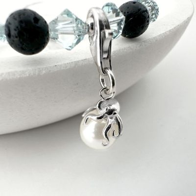 Oktopus mit Perle Charm - silber