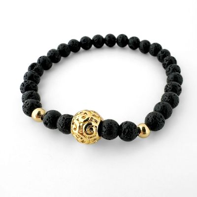 Guanchen Spirale Lava Armband - gold