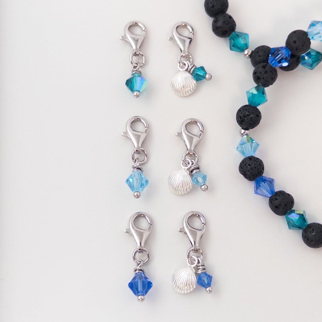 Muschel Kristall Charm Set - silber