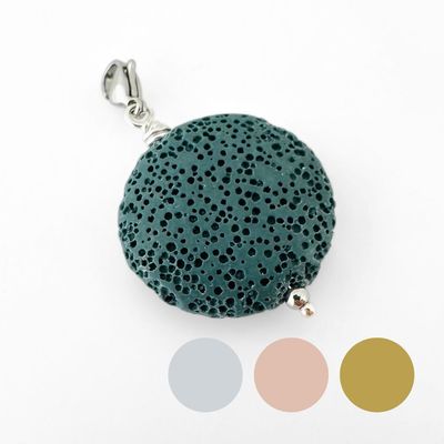 Petrol grüne Lava Scheibe - Charm (ohne Kette)