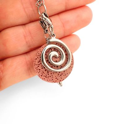 Rosa Lava Scheibe - Charm (ohne Kette)