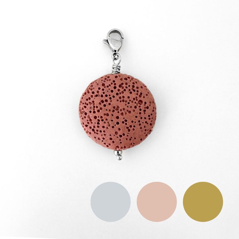 Rosa Lava Scheibe - Charm (ohne Kette)