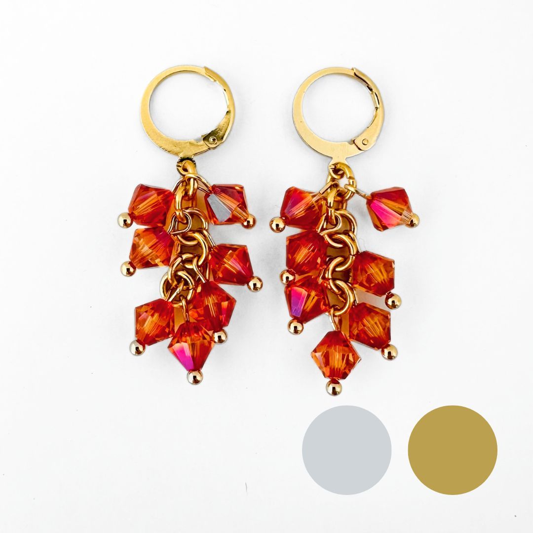 Glühende Lava Kristall Bündel Ohrringe