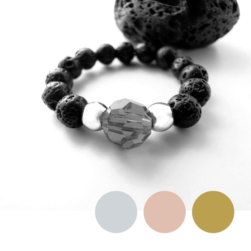 Capri Blau Kristall Perle und Lava - Ring