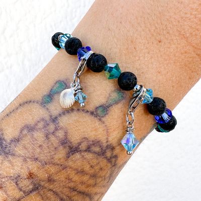 Muschel Kristall Charm Set - silber