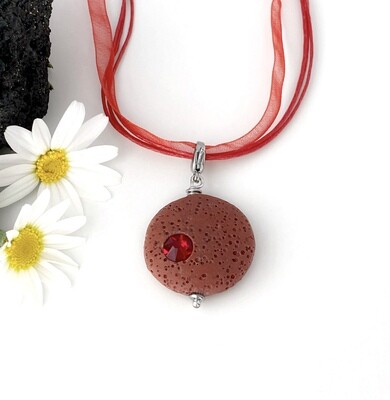 Rote Lava Scheibe + Kristall Rot - Charm Rote Lava Scheibe + Kristall Rot - Charm
