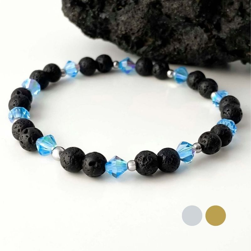 Himmelblau AB Charm Armband aus Swarovski Kristallen und Lava