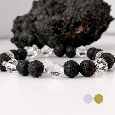 Kristall klar XL Lava Charm Armband aus Swarovski Kristallen und Lava