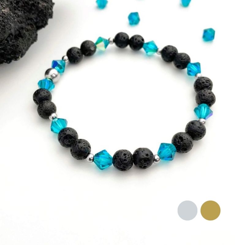 Türkise Lagune AB Charm Armband aus Lava und Swarovski Kristallen