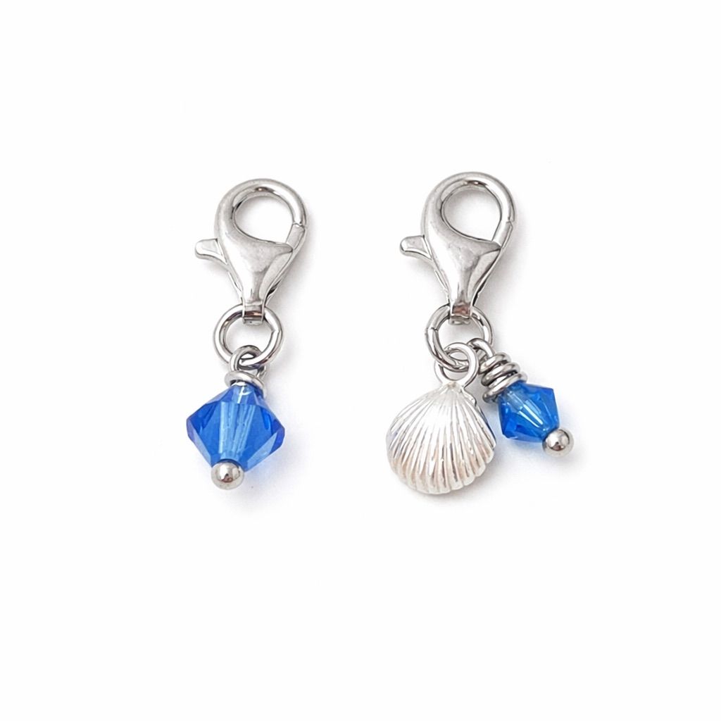 Muschel Kristall Charm Set - silber