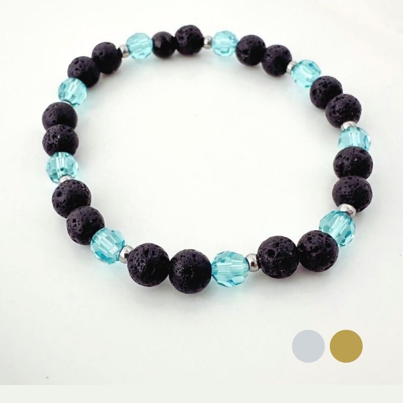 Lanzarote Türkis Charm Armband aus Lava und Swarovski Kristallen