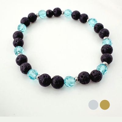 Lanzarote Türkis Charm Armband aus Lava und Swarovski Kristallen