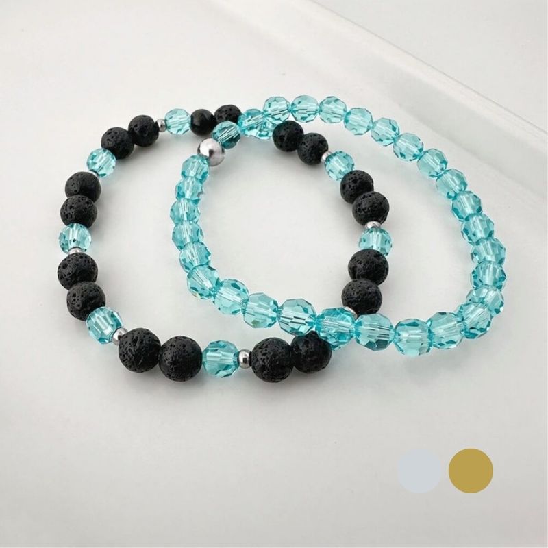 Lanzarote Türkis Armband Set aus Swarovski Kristallen und Lava