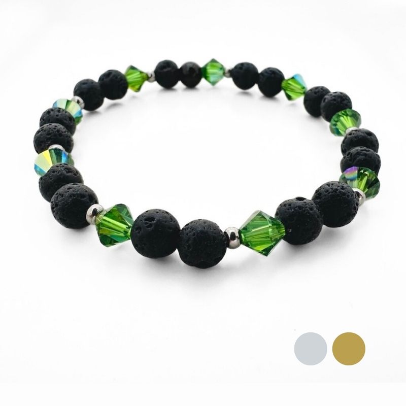 El Golfo Grün Charm Armband aus Lava und Swarovski Kristallen