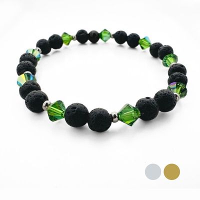 El Golfo Grün Charm Armband aus Lava und Swarovski Kristallen