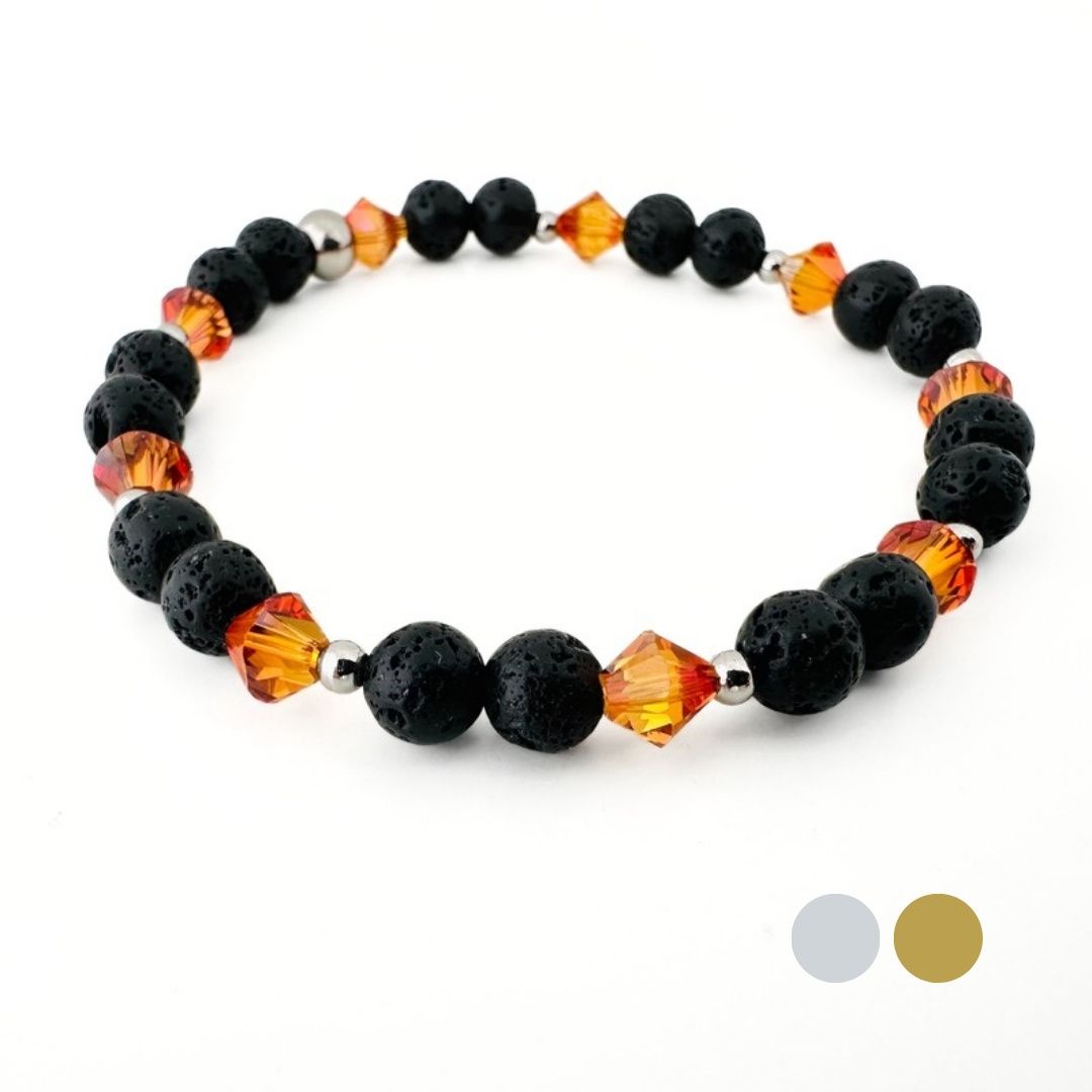 Glühende Lava Charm Armband aus Lava und Swarovski Kristallen