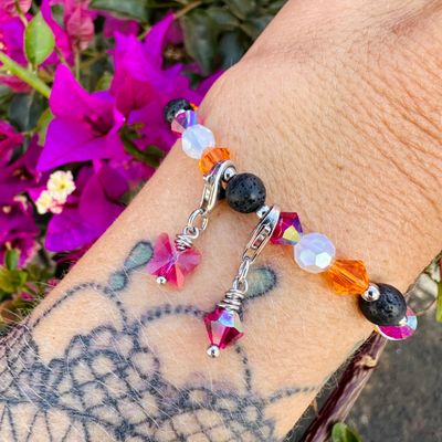 Mini Schmetterling + Kristall Charm 2er Set