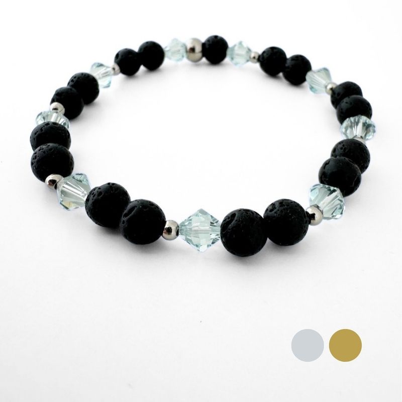 Zartes Hellblau Charm Armband aus Lava und Swarovski Kristallen