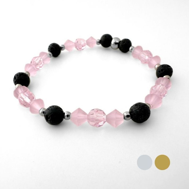 Pink Safir Energie Armband aus Swarovski Kristallen und Lava
