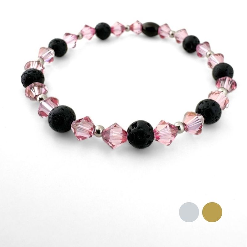 Dunkle Rose Doppel Kristall Armband aus Swarovski Kristallen und Lava