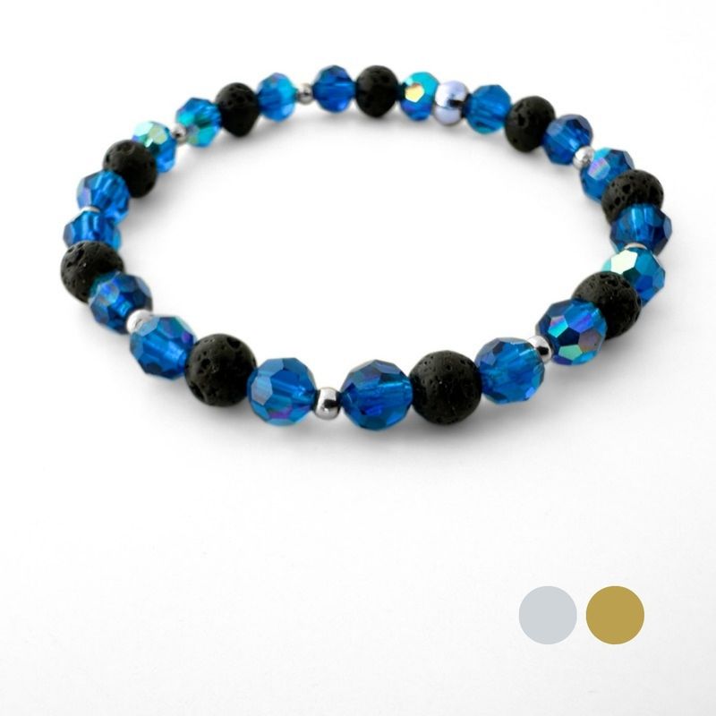 Capri Blau AB Doppel Kristall Armband aus Swarovski Kristallen und Lava