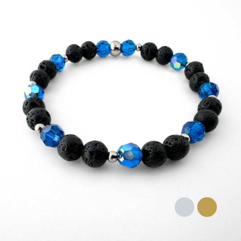 Capri Blau AB Charm Armband aus Lava und Swarovski Kristallen