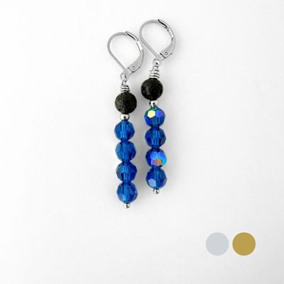 Capri Blau AB Stab Ohrringe aus Swarovski Kristallen und Lava