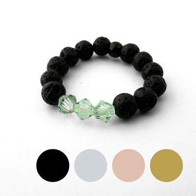 Aloe Vera Grün Kristalle + Lava Ring