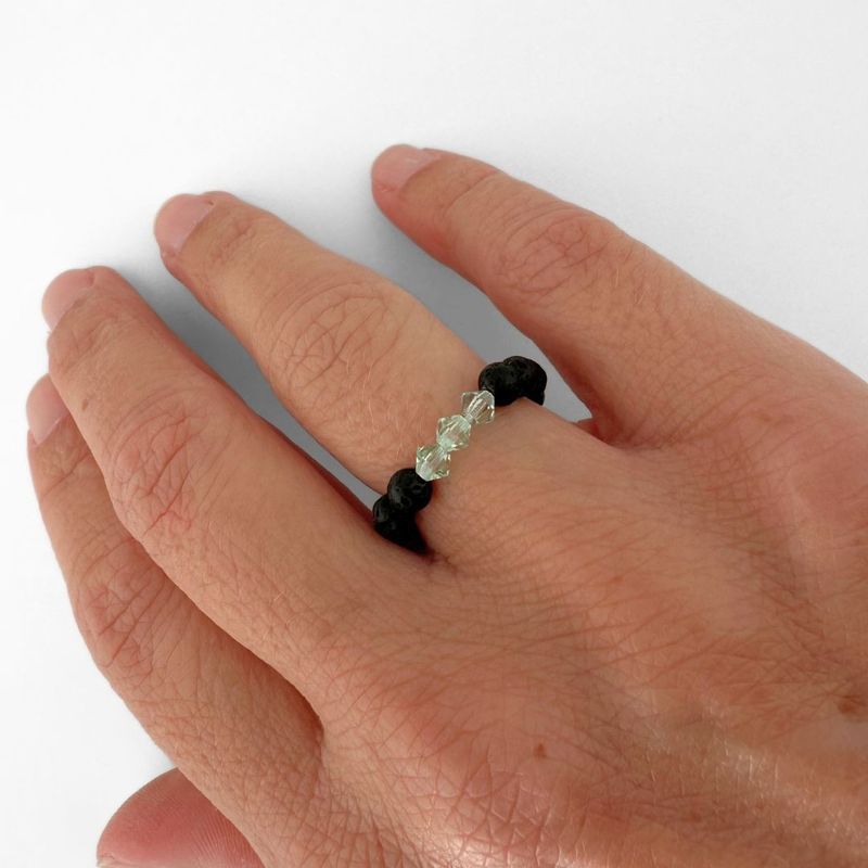 Aloe Vera Grün Kristalle + Lava Ring