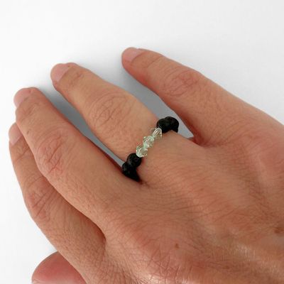 Aloe Vera Grün Kristalle + Lava Ring