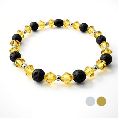 Abendsonne Doppel Kristall Armband aus Swarovski Kristallen und Lava
