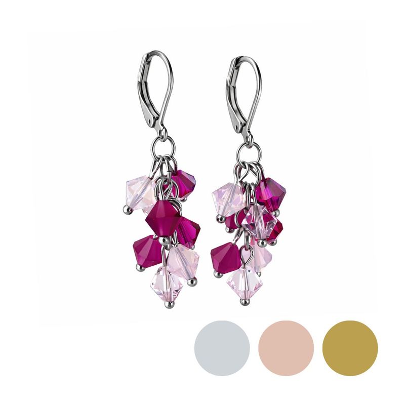 Pink Jubiläum Kristall Bündel Ohrringe