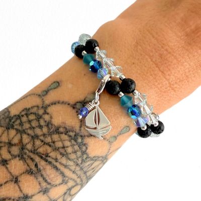 Segelboot Charm - silber