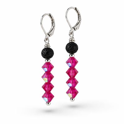Pinke Buganvilla Ohrringe mit Lava