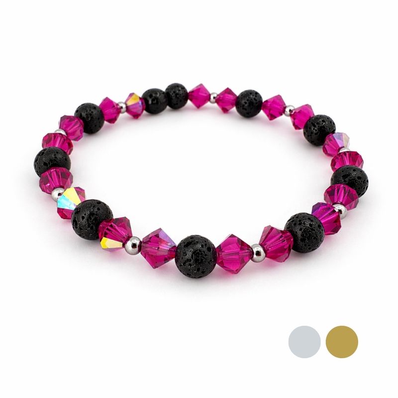 Pinke Buganvilla AB Doppel Kristall Armband aus Swarovski Kristallen und Lava