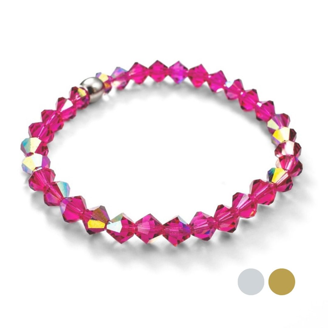 Pinke Buganvilla AB Armband - Pur aus Swarovski Kristallen