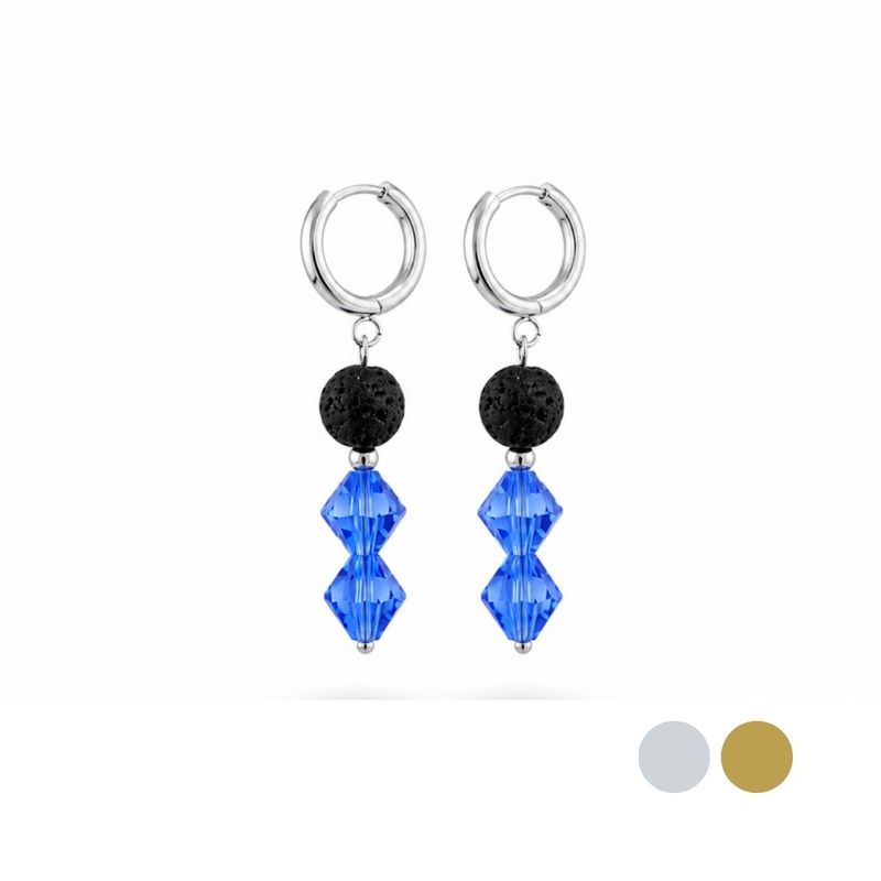 XL Meeresblau Stab Ohrringe aus Swarovski Kristallen und Lava