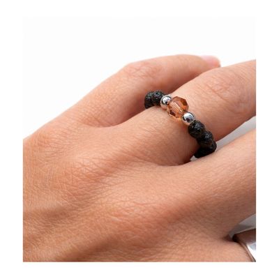 Venus Kristall Perle und Lava - Ring