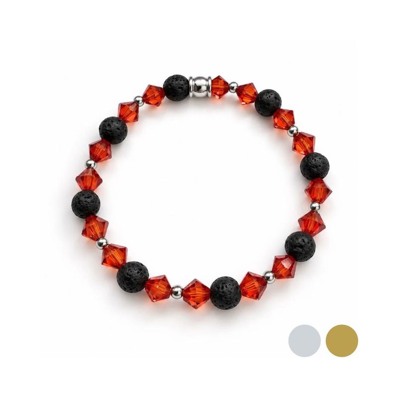 Rotes Magma Doppel Kristall Armband