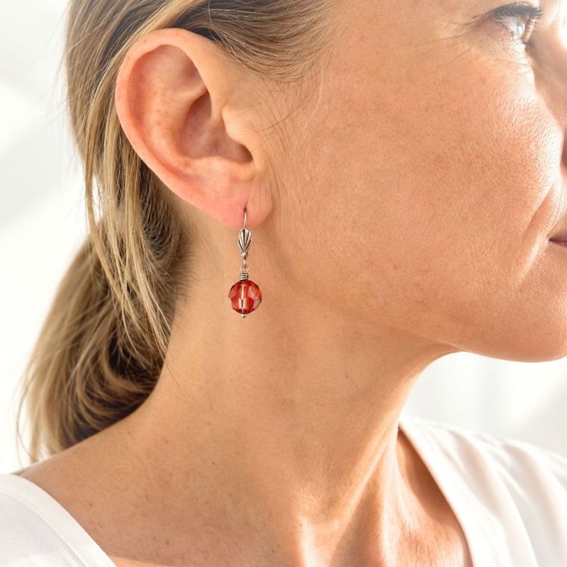Rotes Magma Mega Kristall Ohrringe