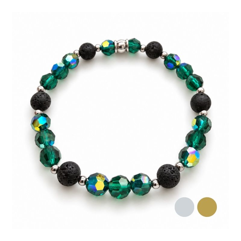 Smaragd AB Energie Armband aus Swarovski Kristallen und Lava