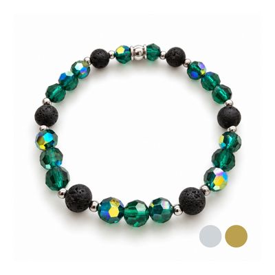 Smaragd AB Energie Armband aus Swarovski Kristallen und Lava